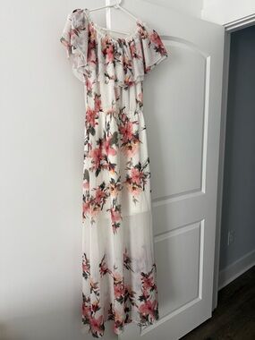 White House Black Market White Floral Off-Shoulder Maxi Dress